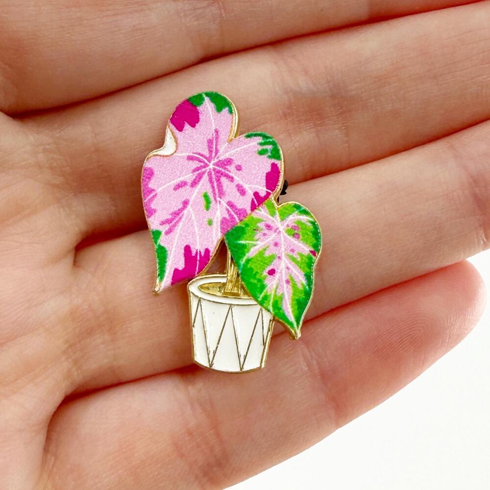 Pink Potted Plant Enamel Pin, Cute Houseplant Pin Badge, Plant Lady Gift